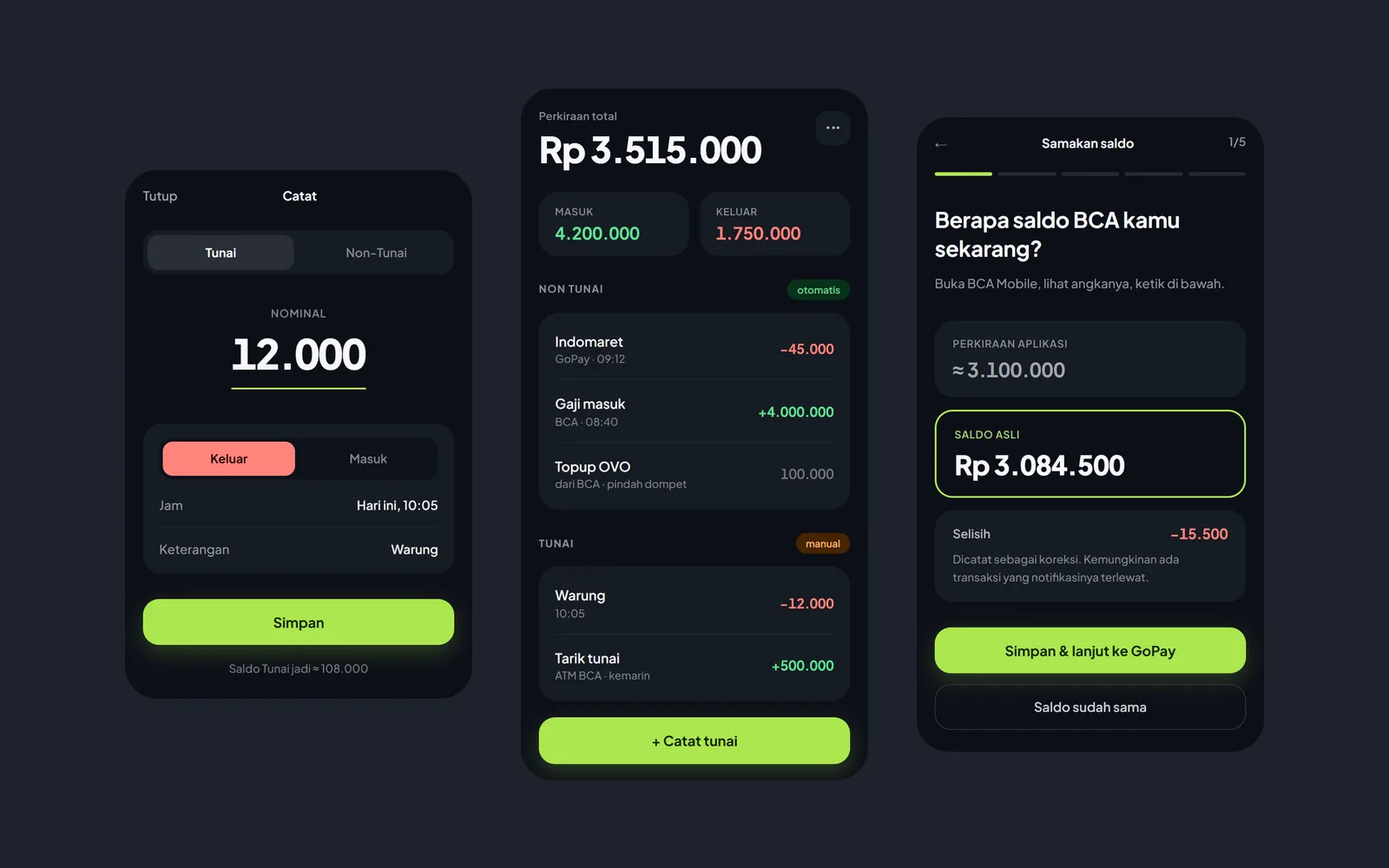 Tiga layar aplikasi (desain)