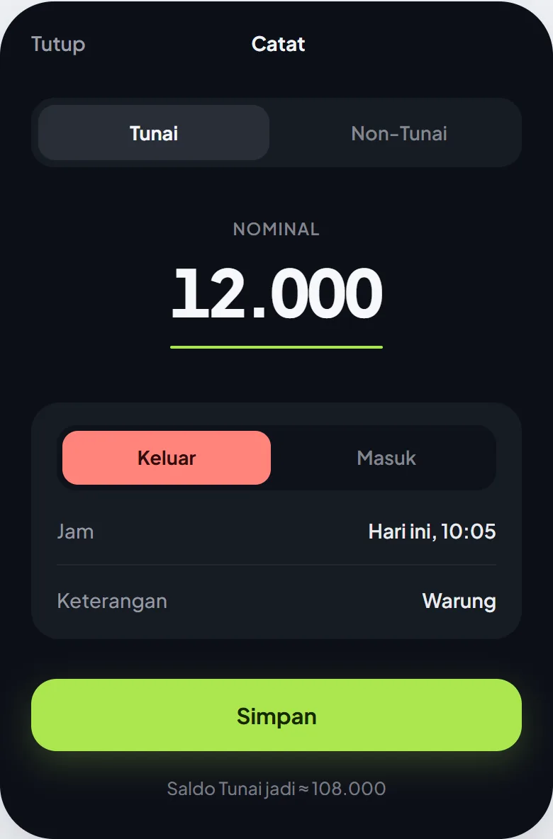 Mencatat pengeluaran tunai (desain)
