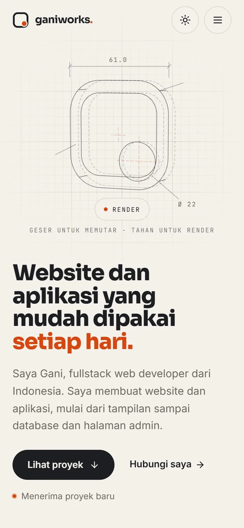 Halaman beranda di HP